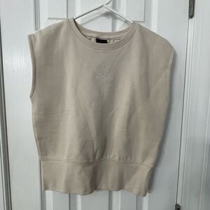 Nike Jordan Jumpman Sleeveless Crewneck Sweatshirt Beige Size M Unisex